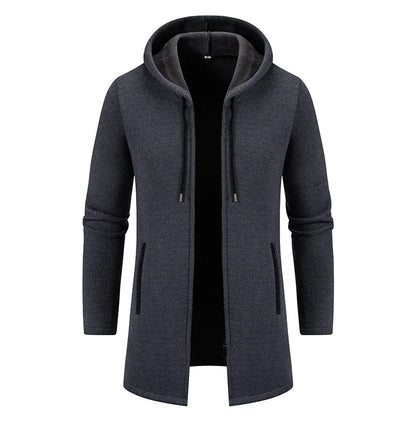 Mens Long Cardigan Full Zip Trench Coat.