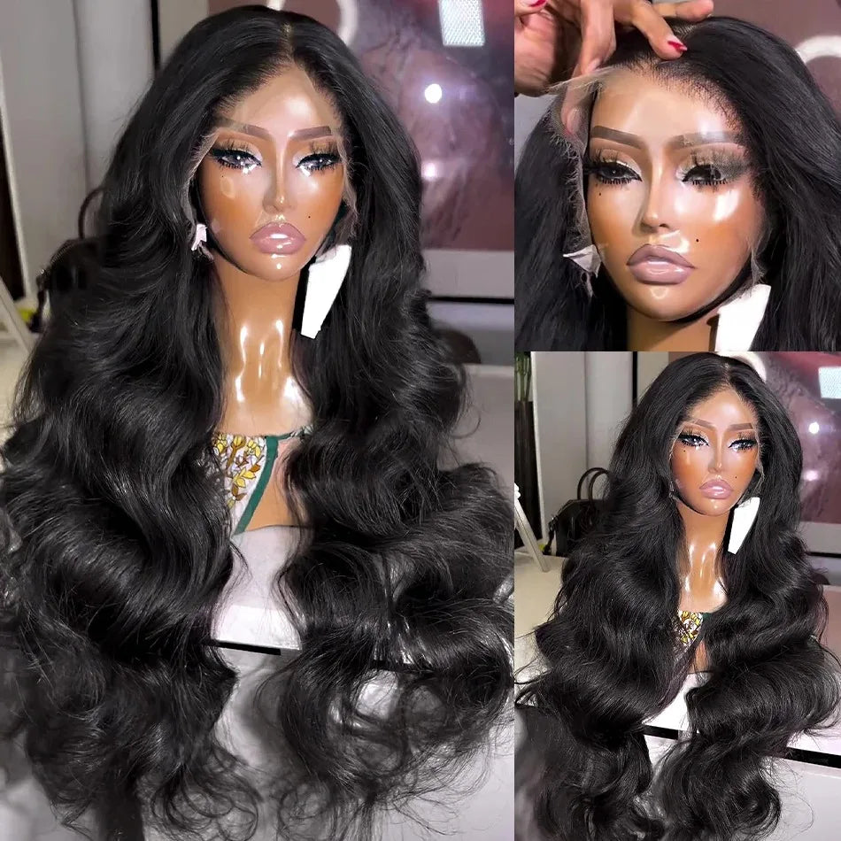 40 Inch 13x6 HD Transparent Lace Frontal Wig Body Wave Wigs Human Hair 200 Density Water Wave Brazilian 100% Raw Remy For Women