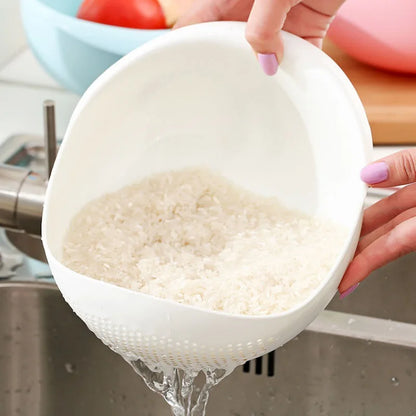 Rice Sieve Plastic Colander Kitchen Drain Basket with Handles Rice Bowl Strainer Strainer Basket Sink Drain Kitchen Tools