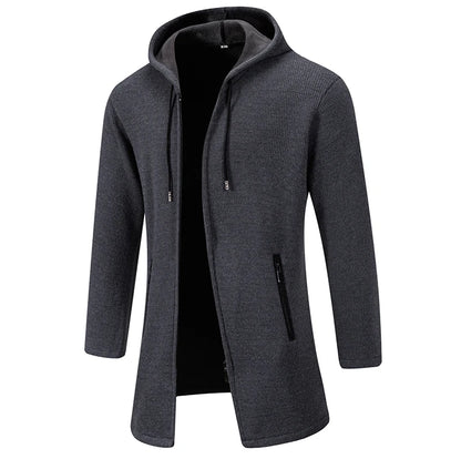 Mens Long Cardigan Full Zip Trench Coat.