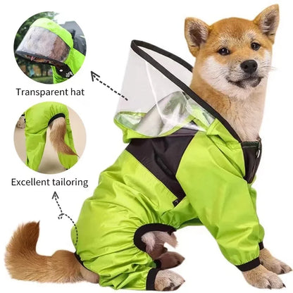 Pet Dog Raincoat The Dog Face Pet Clothes Jumpsuit Waterproof Dog.