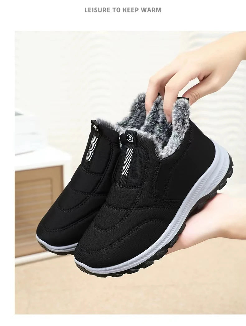 Womens Snow Boots Fur Lined Warm Winter Boots Anti-Slip Ankle Boots Lightweight Outdoor Hiking Walking Shoes