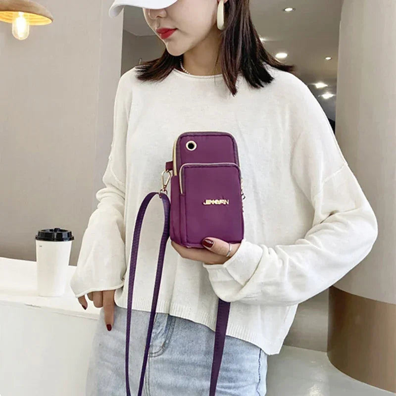 Mobile Phone Bag Women's Crossbody Mini Bags Fashion Mom Mommy Coin Bag Neck Hanging Running Cover Shoulder Bag 3 Layer Wallet