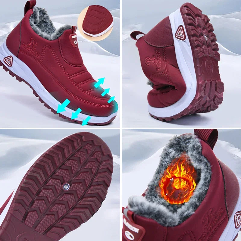 Women Boots Warm Fur Snow Boots Antislip Winter Women Shoes Casual Flat Ankel Boots Fashion Female Cotton Shoes