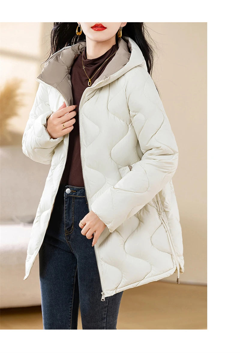 New Winter Jacket Parkas Women Coat Fur Collar Hooded Overcoat Female Jacket.