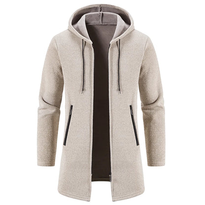 Mens Long Cardigan Full Zip Trench Coat.