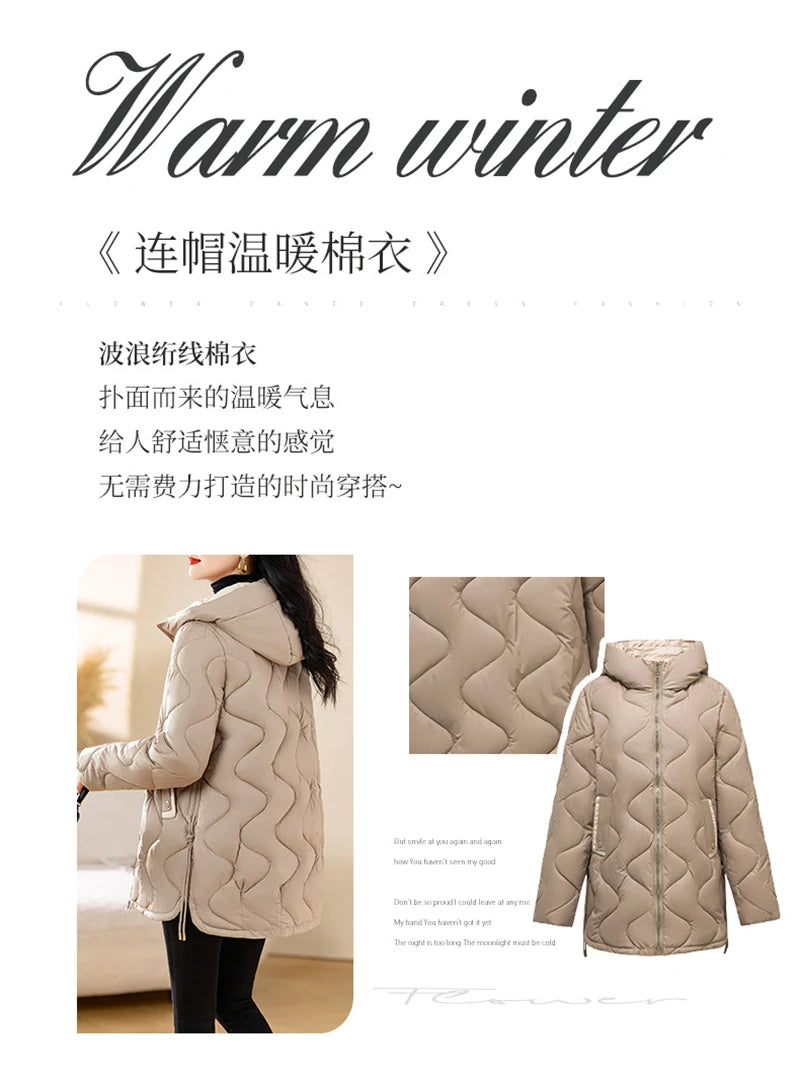 New Winter Jacket Parkas Women Coat Fur Collar Hooded Overcoat Female Jacket.