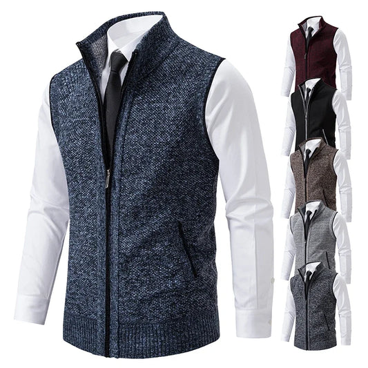 Vest Men Knitted Sleeveless Sweater Jacket Wool.