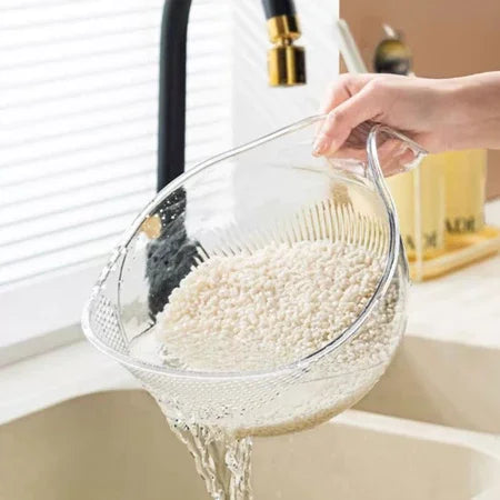 Kitchen Multi-Function Rice Washing Spoon Plastic Vegetable Basin Fruit Sieve Washing Basin Drain Basket Home Acceesories Tools