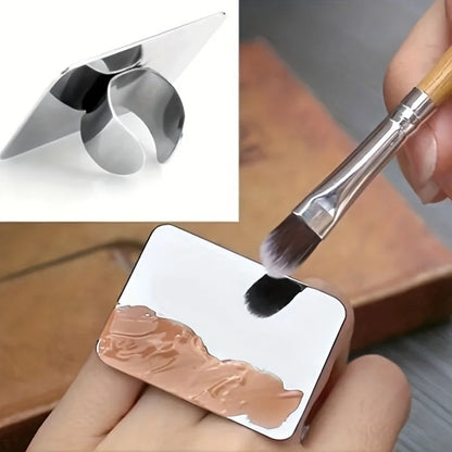 Makeup Mixing Palette, KissDate Makeup Spatula Palette with Foundation Spatula, Stainless Steel Makeup MixingTray Nail Art Palet