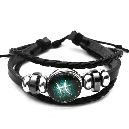 12 Constellation Zodiac Sign Charm Luminous Bracelets Men Women