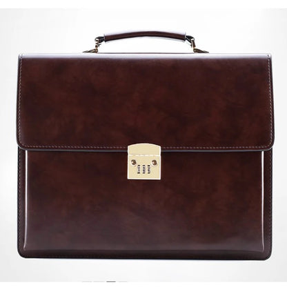 Maleta New Male Bring Password Lock Briefcase Diagonal Package Genuine Leather Computer Laptop Bag Men Messenger Luxury Handbags