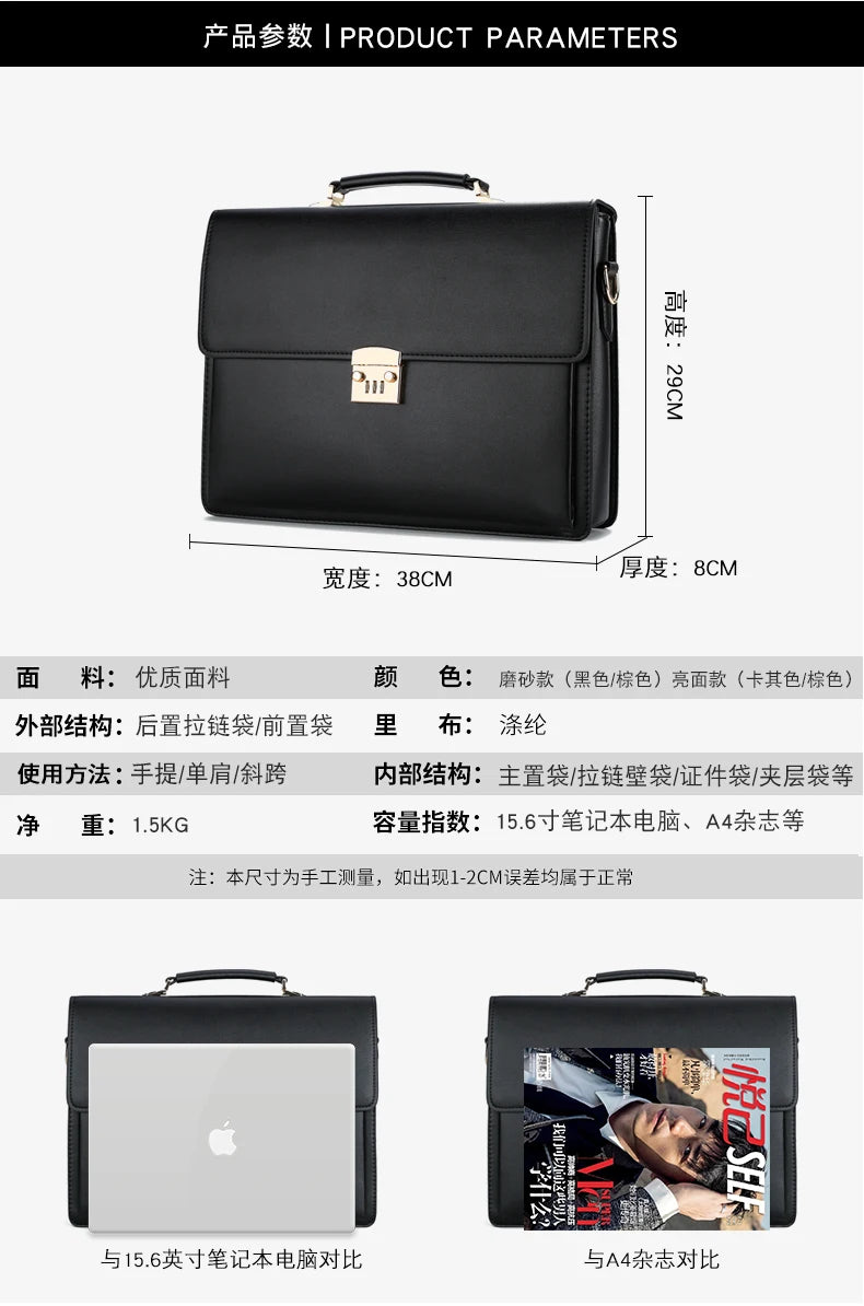 Maleta New Male Bring Password Lock Briefcase Diagonal Package Genuine Leather Computer Laptop Bag Men Messenger Luxury Handbags