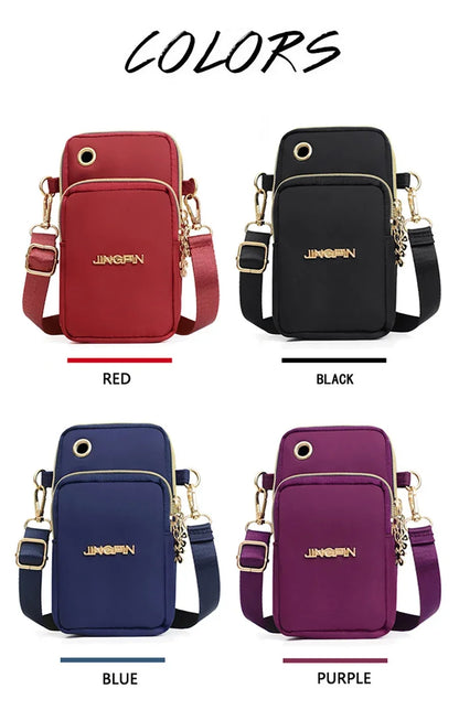 Mobile Phone Bag Women's Crossbody Mini Bags Fashion Mom Mommy Coin Bag Neck Hanging Running Cover Shoulder Bag 3 Layer Wallet