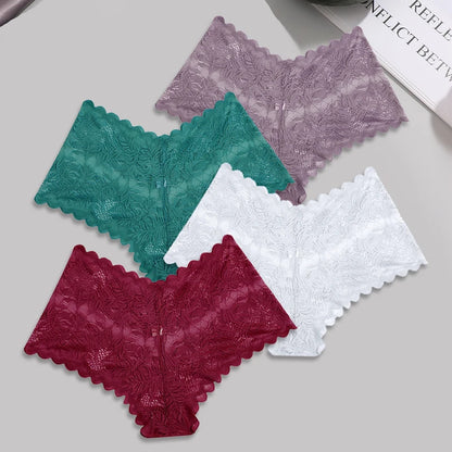 4pcs Lace Floral Boyshorts Underwear for Women.