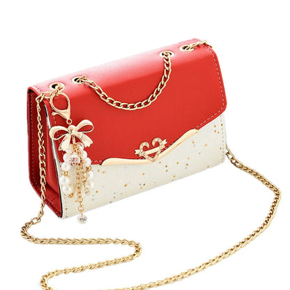 Fashion Messenger Bag Women Trendy Sequin Single Shoulder Bags Mobile Phone Pouch Ladies PU Leather Handbag with Tassel Pendant