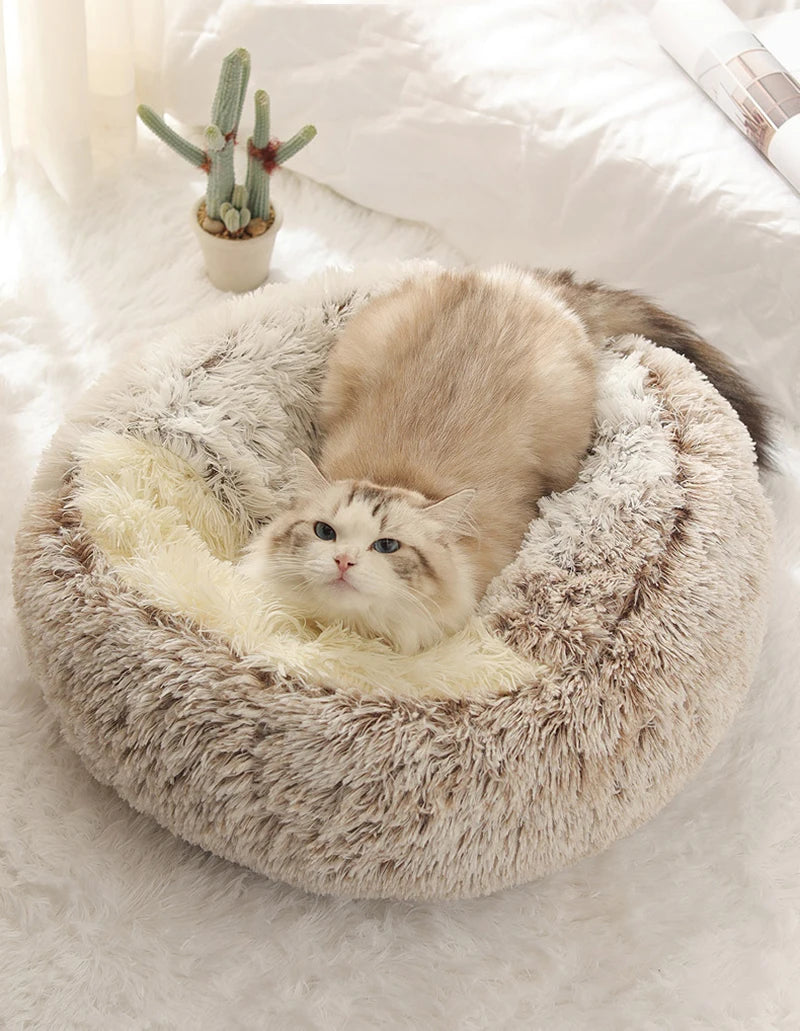 Cat Bed Pet Mattress Warm Soft Plush Pet Bed with Cover Round  Cat Dog  Sleeping Nest Cave for Small Dogs kitten