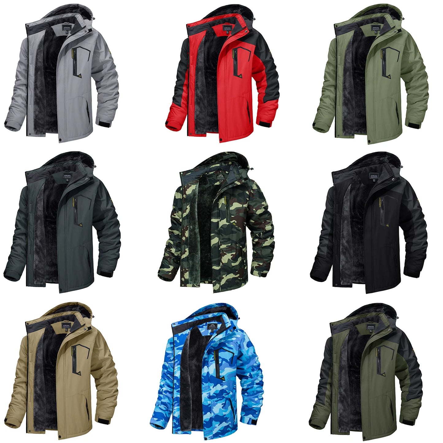 Fleece Lining Mountain Jackets Mens Hiking Jackets Outdoor Removable Hooded Coats Ski Snowboard Parka Winter Outwear