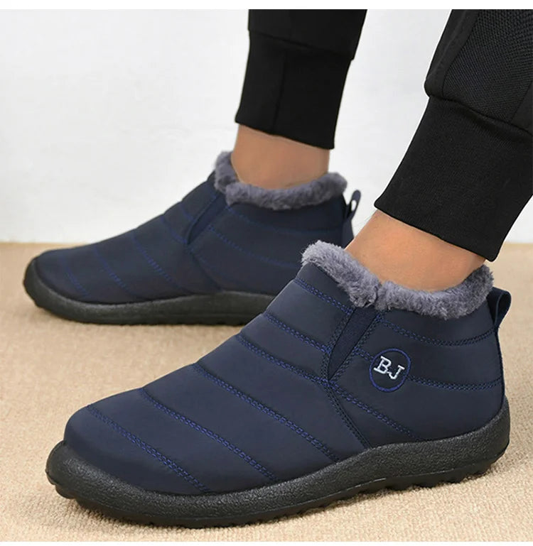 Men's Boots Slip On Winter Shoes For Men Fur Ankle Boots Waterproof Snow Boots Winter Chaussure Hommes Casual Booties For Men