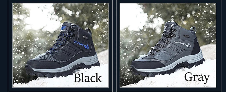 Brand Men Winter Snow Boots Waterproof Sneakers Plush Warm High Top Men's Boots Outdoor Male Hiking Boot Shoe Size 39-47