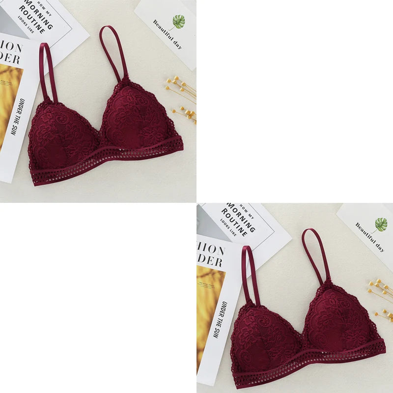 Women Bralette French Lace Bra No Steel Ring Beauty.