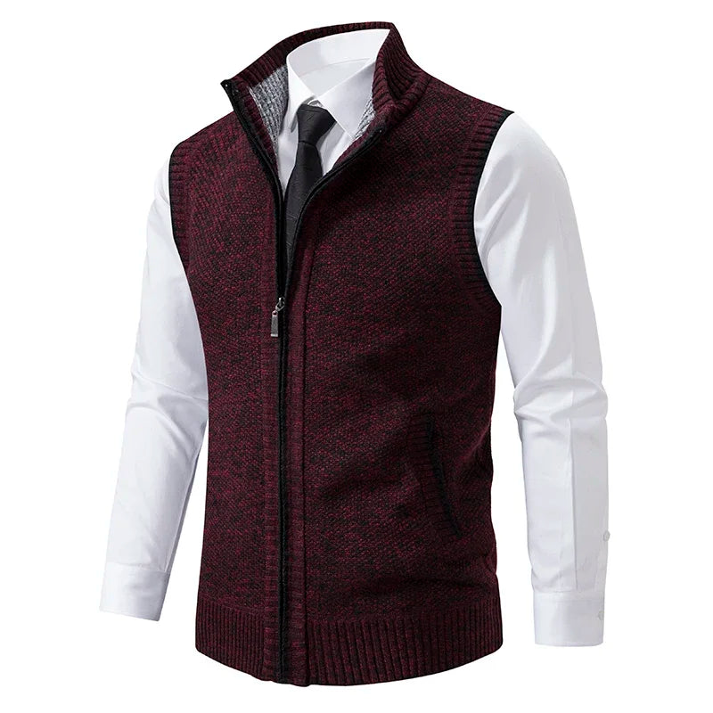 Vest Men Knitted Sleeveless Sweater Jacket Wool.