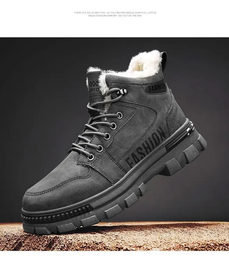 Men Snow Boots  Winter Anti Slip Plush Indoor Warm Cold Proof.