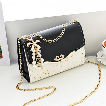 Fashion Messenger Bag Women Trendy Sequin Single Shoulder Bags Mobile Phone Pouch Ladies PU Leather Handbag with Tassel Pendant