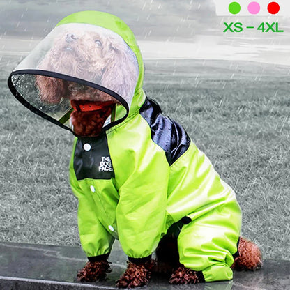 Pet Dog Raincoat The Dog Face Pet Clothes Jumpsuit Waterproof Dog.