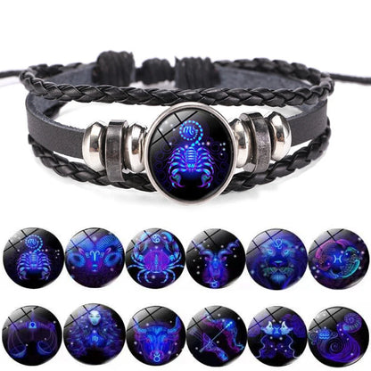 12 Constellation Zodiac Sign Charm Luminous Bracelets Men Women