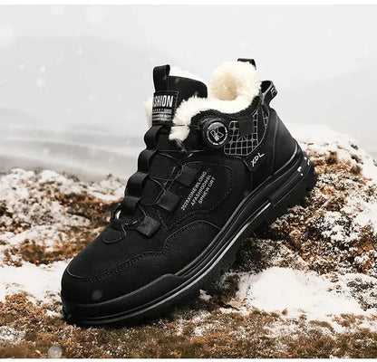 New winter fleece high-top men's boots Comfortable work shoes warm waterproof.