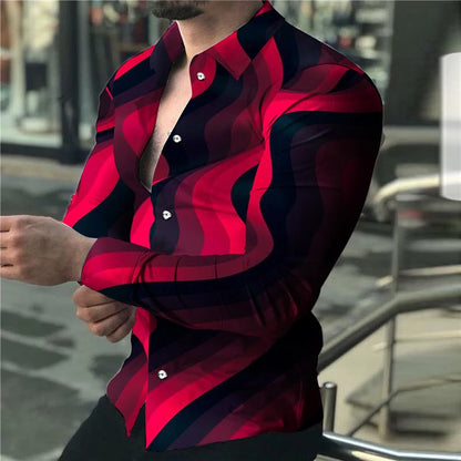 2023 Men's Fashion Elegant Comfort Top Shirts Spring Autumn Luxury Lapel Shirts Printed Long Sleeves Casual Sports Social Tops