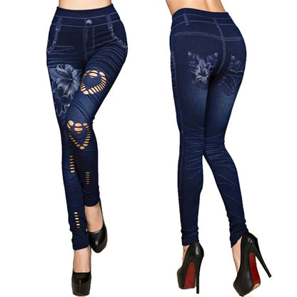 Hot Sexy Women Jean Skinny Jeggings Pants high waist leggings female print ankle-length Slim Legging Fitness Plus Size