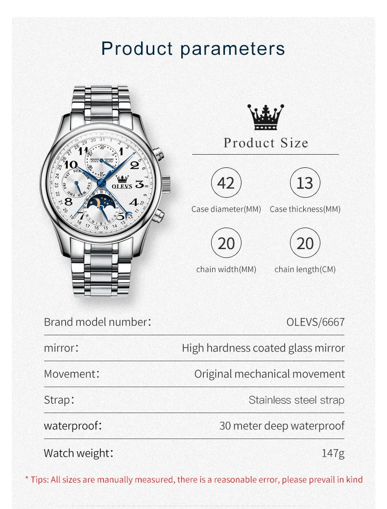 OLEVS Top Brand Luxury Automatic Mechanical Men