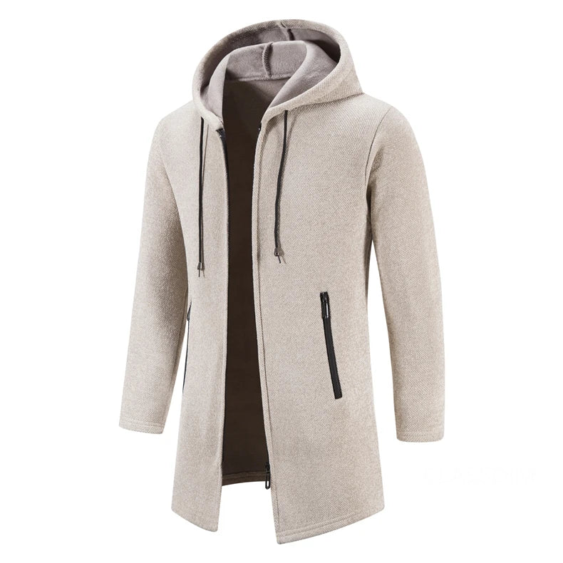 Men Long Sweatercoats Winter Hooded Cardigans Sweaters.