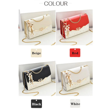 Fashion Messenger Bag Women Trendy Sequin Single Shoulder Bags Mobile Phone Pouch Ladies PU Leather Handbag with Tassel Pendant