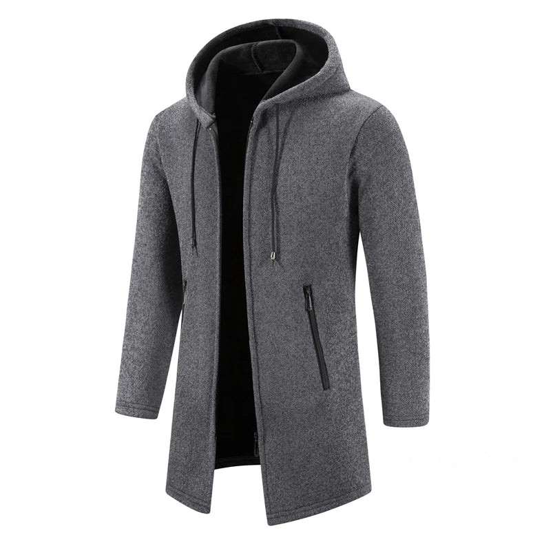 Men Long Sweatercoats Winter Hooded Cardigans Sweaters.