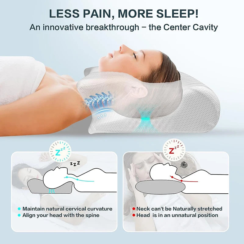 1pc Memory Foam Cervical Pillow, 2 in 1 Ergonomic Contour Orthopedic Pillow for Neck Pain,