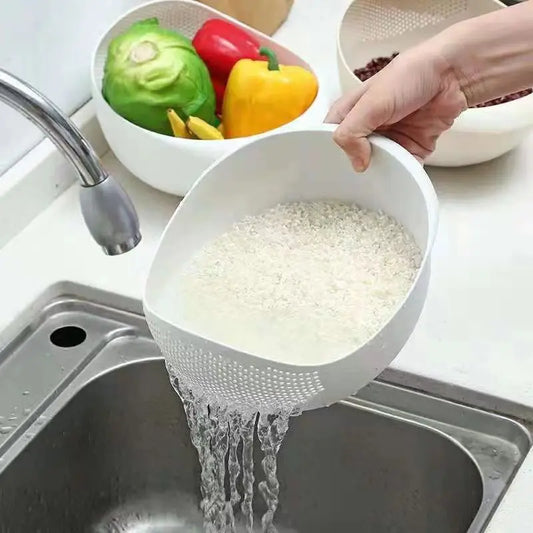 Rice Washing Filter Strainer Basket Colander Sieve Fruit Vegetable Bowl Drainer Cleaning