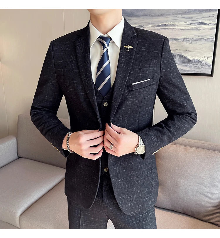 High Quality Men's Wedding Suit (suit + Vest + Trousers)