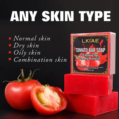 AILKE Organic Tomato Soap Bar, Lightening Skin, Deeply Clean, Exfoliate, Remove Dark Spots, Moisturizing, For Face and Body