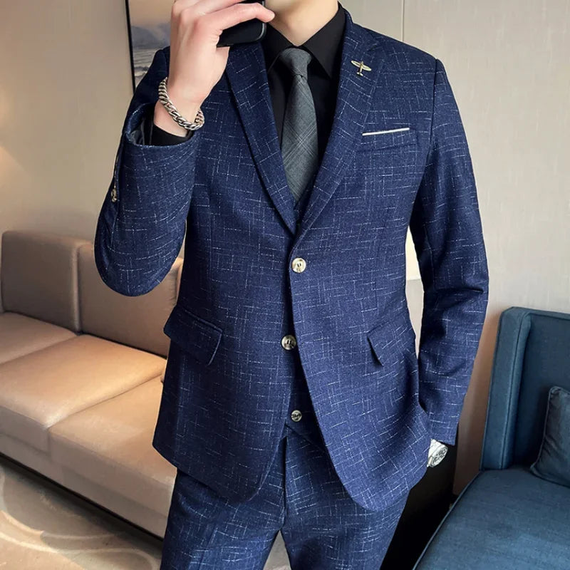 High Quality Men's Wedding Suit (suit + Vest + Trousers)