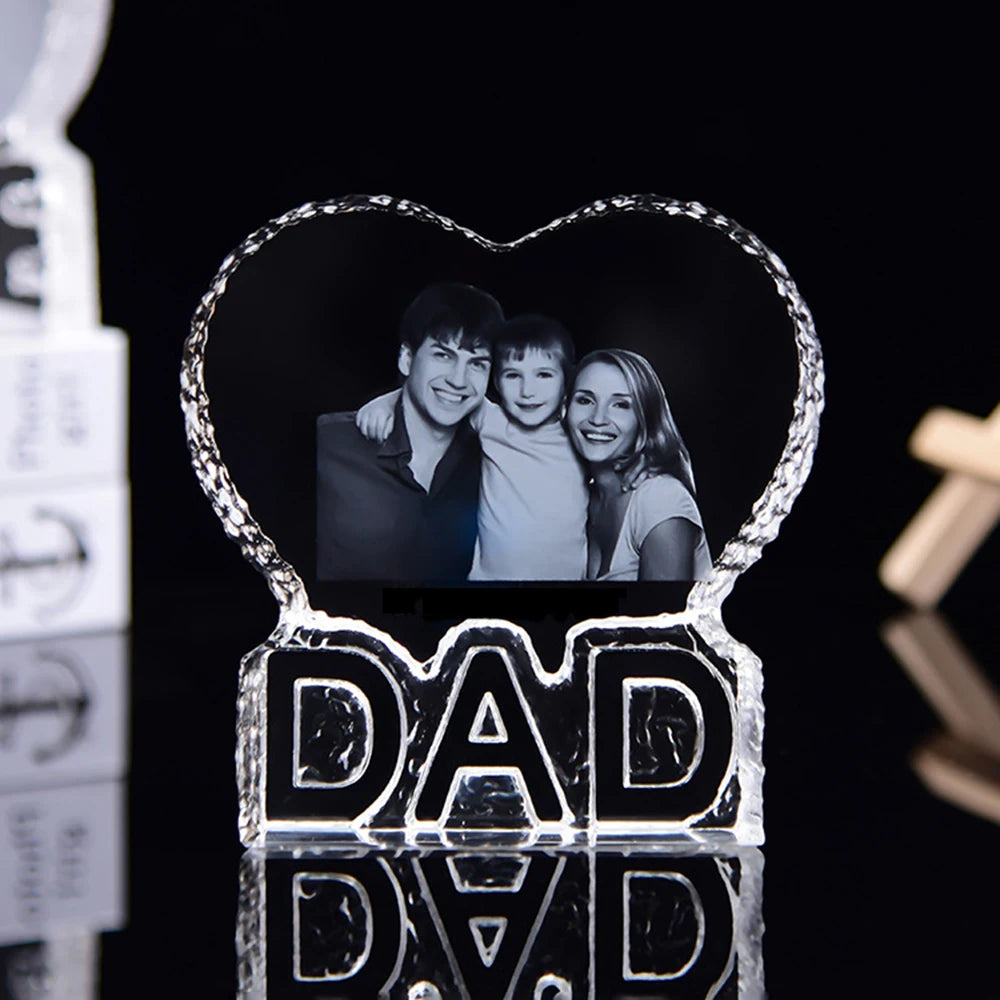 Love Crystal Photo Customized Picture Text NightLight Bluetooth Music Player Wedding Couple for Mother Father Day Christmas Gift