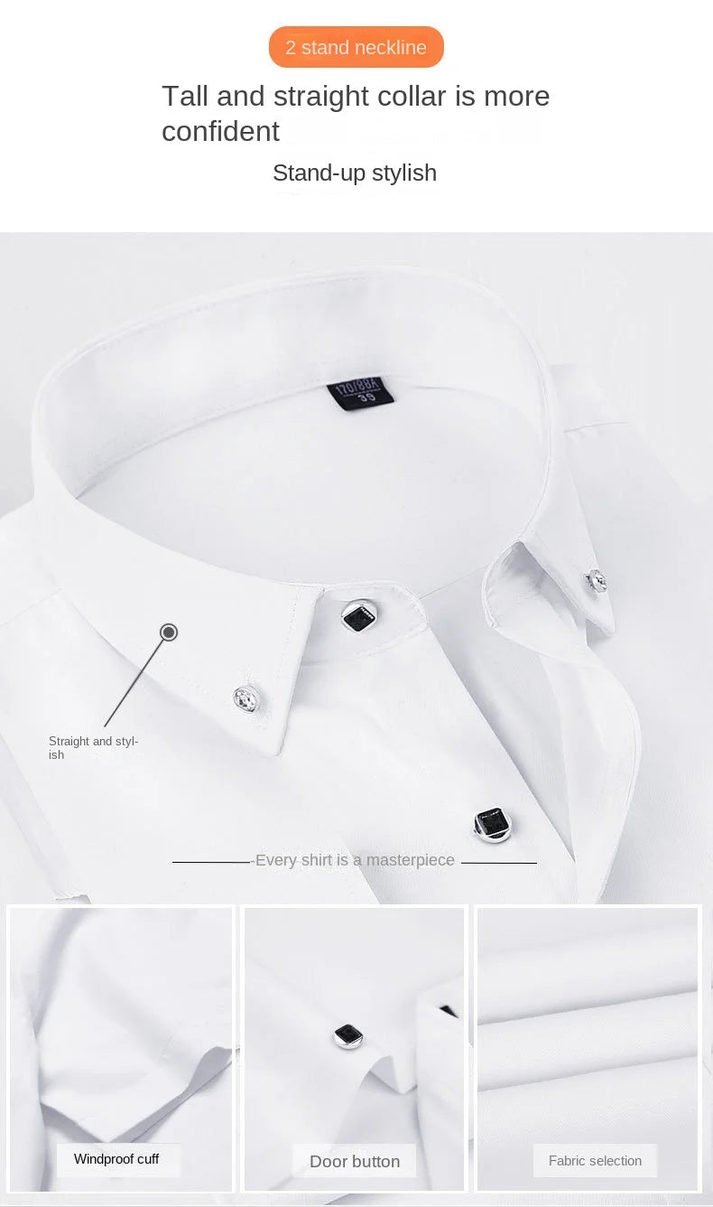 New Men's Slim-fit White Shirt High-quality Short-sleeved Popular Clothing High-end Long-sleeved Casual Suit Wedding Dress Shirt