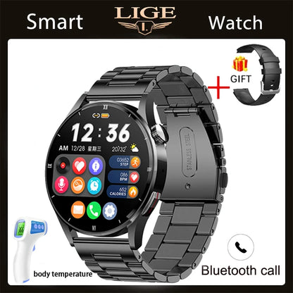 LIGE New Bluetooth Call Smart Watch Women Physical Health Watches Men Body Temperature Infrared Blood Oxygen Monitor Smartwatch