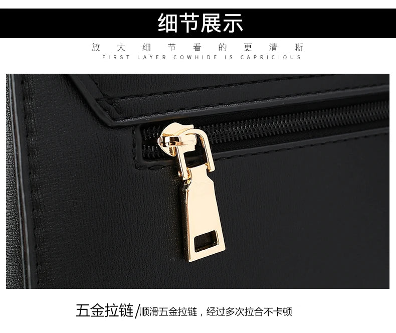 Maleta New Male Bring Password Lock Briefcase Diagonal Package Genuine Leather Computer Laptop Bag Men Messenger Luxury Handbags