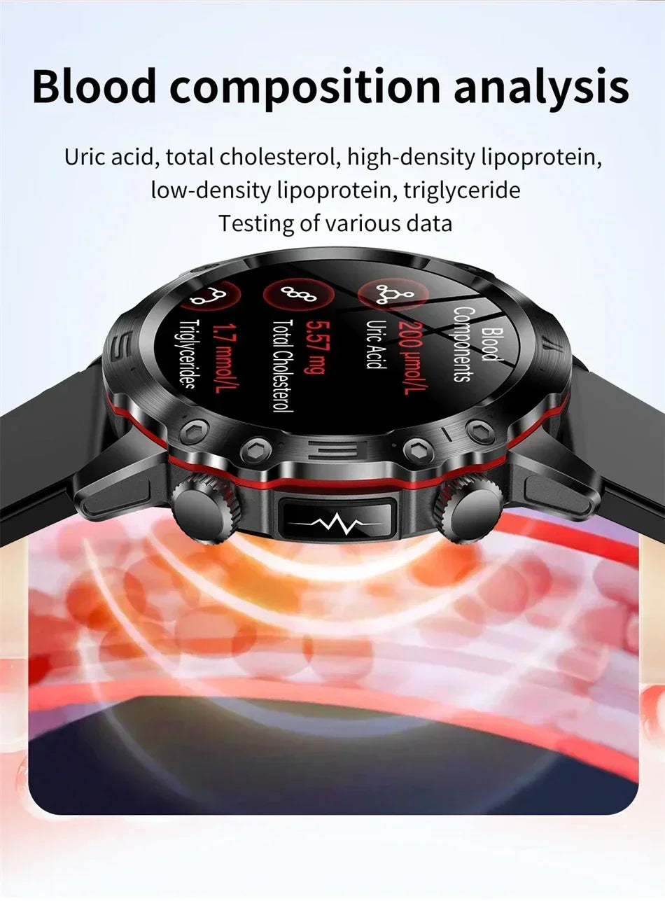 2024 New Smart Watch Men Blood Lipids Uric Acid Health ECG+PPG Fitness Tracker Clock HD Bluetooth Call Sport Altitude Smartwatch