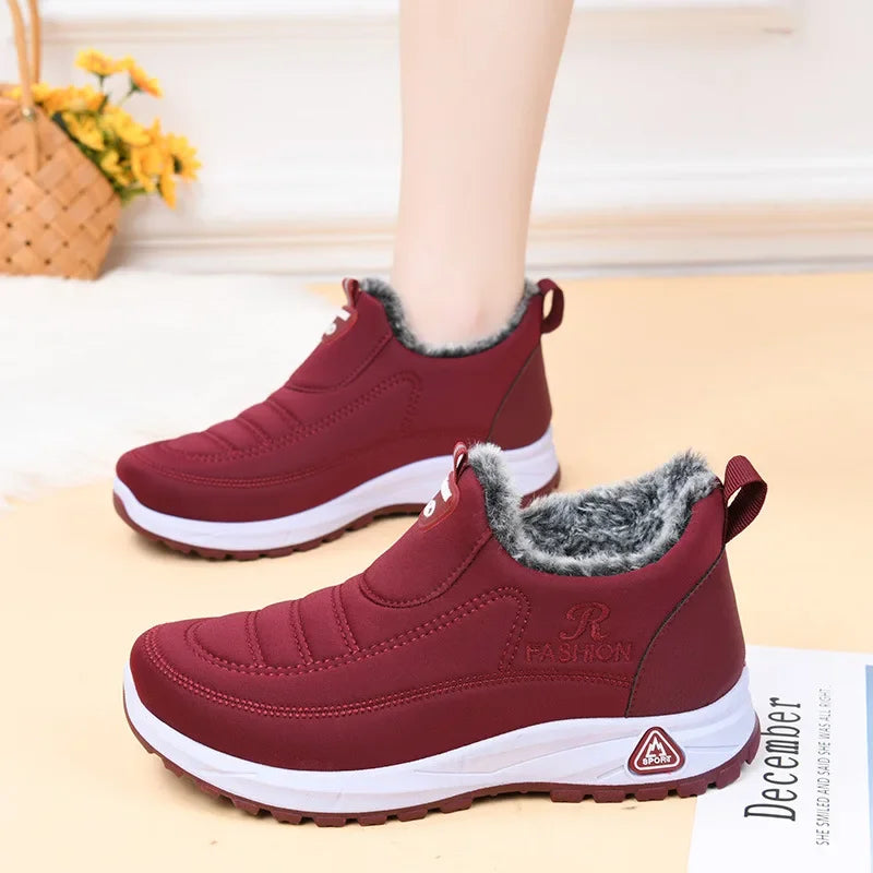 Women Boots Warm Fur Snow Boots Antislip Winter Women Shoes Casual Flat Ankel Boots Fashion Female Cotton Shoes