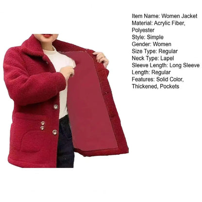 Women Jacket Coat Stylish Women's Lapel Jacket Coat with Imitation