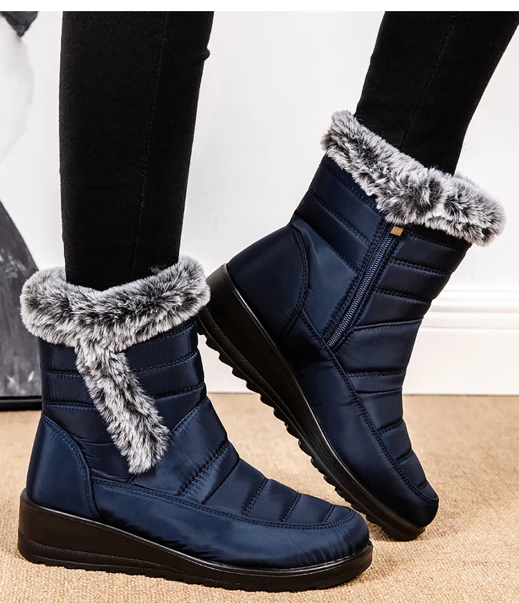 Women's Winter Boots Fur Winter Shoes For Women 2024 New Snow Boots Wedge Heels Ankle Botas Mujer Waterproof Winter Footwear